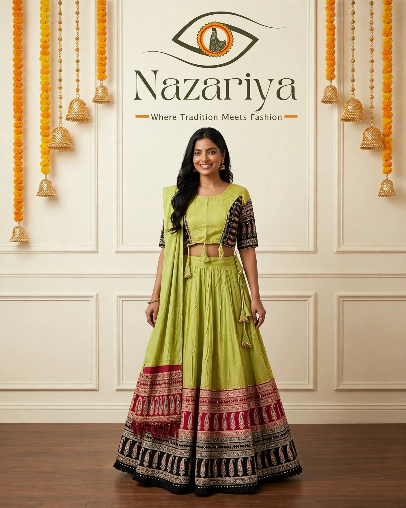 Lime Paisley Chaniya Choli — Indian ethnic wear Brampton