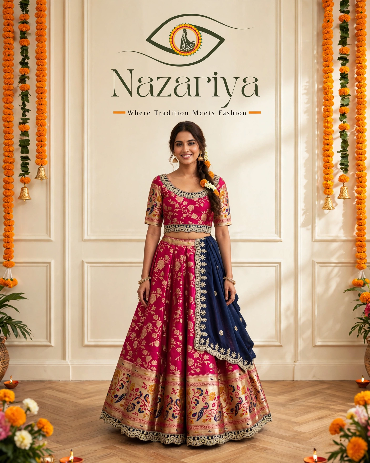 Magenta Paithani Lehenga — Indian ethnic wear Brampton